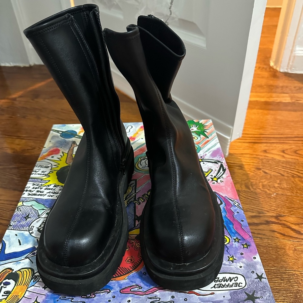 Jeffrey Campbell prolong black leather boots